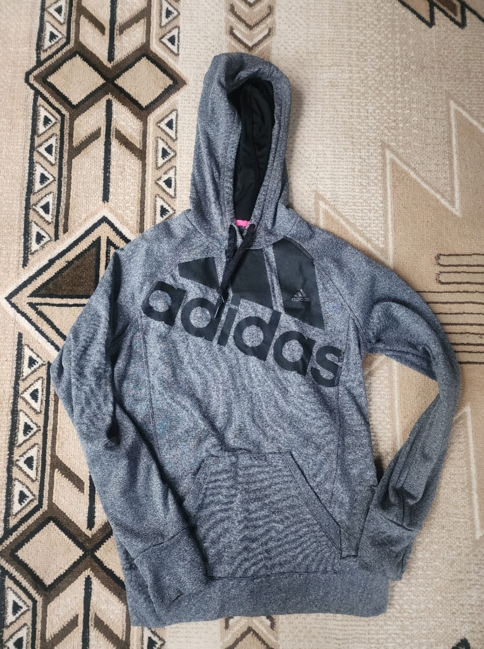 adidas Weather Heather Gray Logo Hoodie Sweatshirt